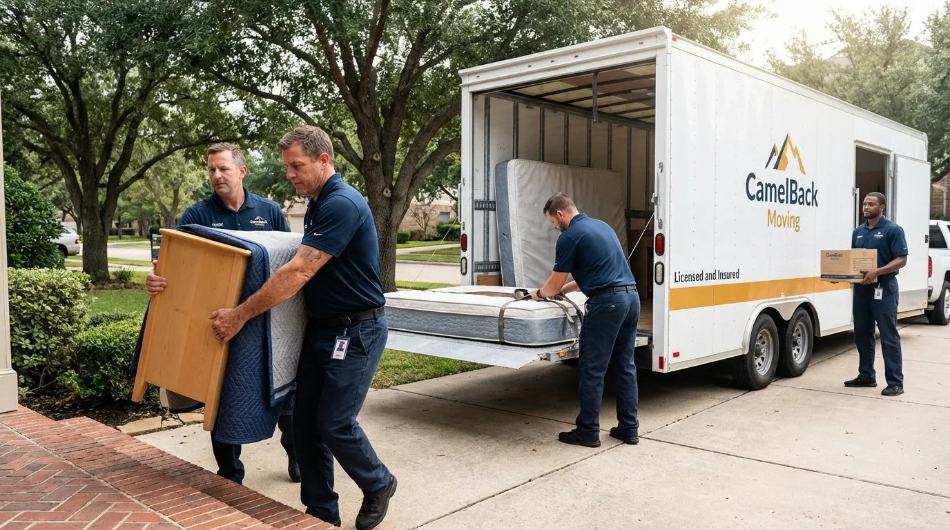 Crew loading residential truck for cross-state move from Ardsley, NY