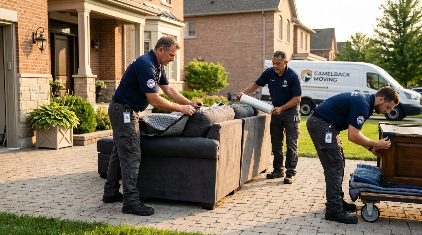 Large estate moving crew wrapping furniture in Ardsley, NY